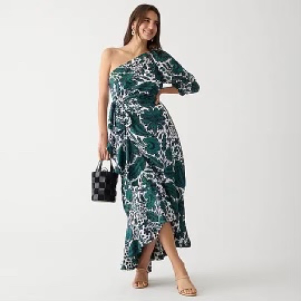 NWT J Crew Ruffle Hem One Shoulder Dress